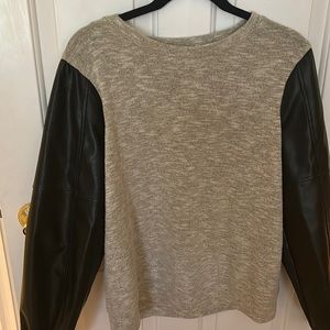 THML Sweatshirt with faux leather sleeves.